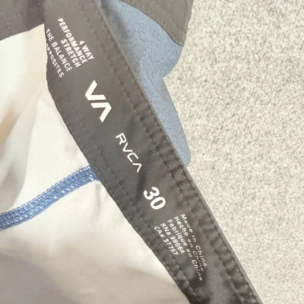 RVCA Board‎ Shorts Mens 30 Blue 4-Way Performance Stretch Surf Swim Trunks